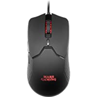 MARSGAMING MMV Negro- Ratón Gaming RGB Ultraligero 69g- 10000DPI- Cable Feather